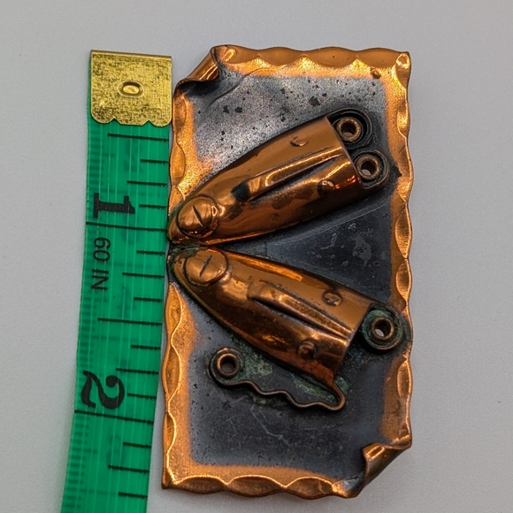 Vintage Rebajes Copper “Brazilian Masks” Brooch – Modernist Copper Art Pin - Picture 4 of 4